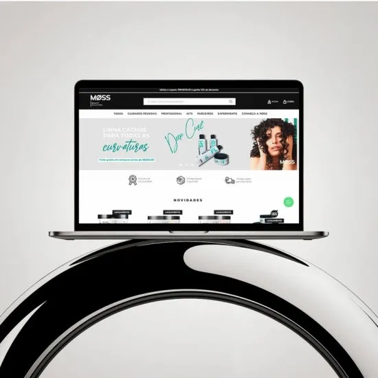 Versão para desktop do site Moss Beauty, layout responsivo criado pela Agência Kanka