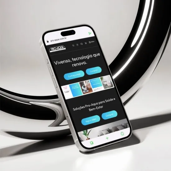 Versão mobile do site Pro Aqua, desenvolvida pela Agência Kanka