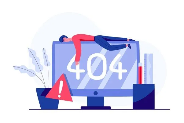 Uma ilustração de uma tela como um símbolo 404.