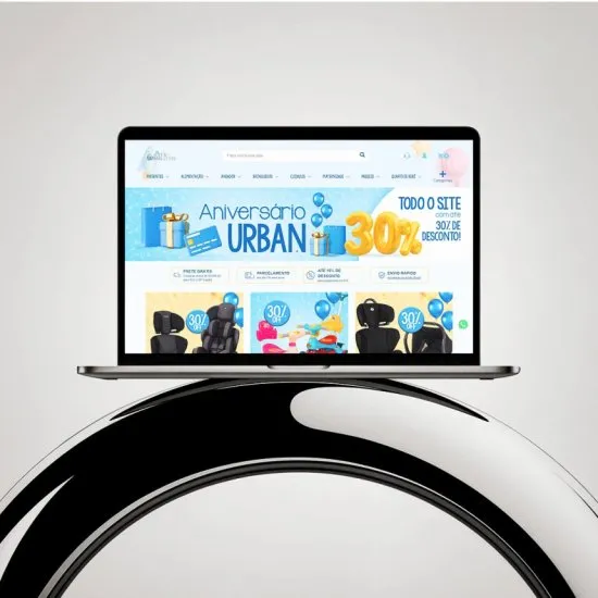Versão para desktop do site Urban Baby, layout responsivo criado pela Agência Kanka